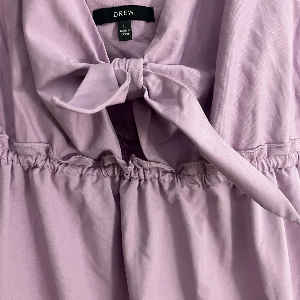 Anthropologie DREW Lilac Ruffle-Shoulder Midi Dress - Picture 4 of 8